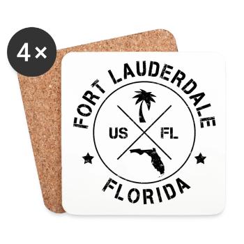 Fort Lauderdale en Floride - Dessous de verre (lot de 4) - blanc - Devant