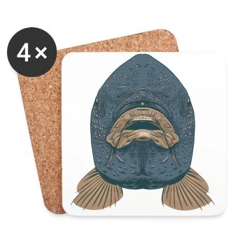 Carpes masque pêcheur carpes carpes - Dessous de verre (lot de 4) - blanc - Devant