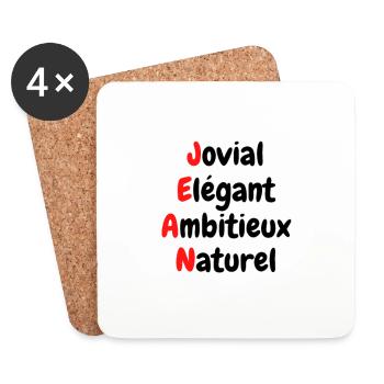 Acrostiche Jean - Dessous de verre (lot de 4) - blanc - Devant