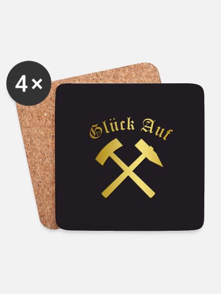 Maske &Co Glückauf Gruß Bergmann Bergleute Steiger - Untersetzer (4er-Set) - Weiß