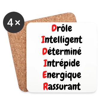 Acrostiche Didier - Dessous de verre (lot de 4) - blanc - Devant
