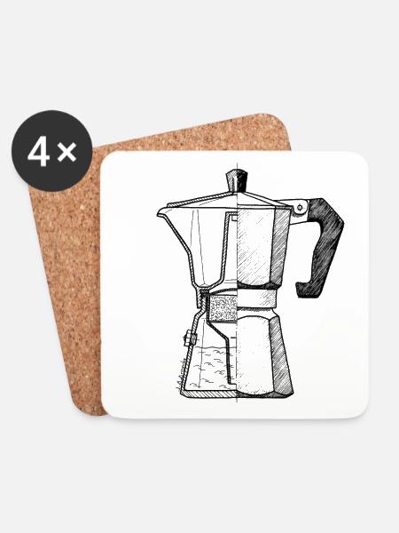 Italienische Kaffeemaschine für helle Hintergründe - Untersetzer (4er-Set) - Weiß