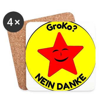 GroKo? nein danke - Untersetzer (4er-Set) - Weiß - Vorne