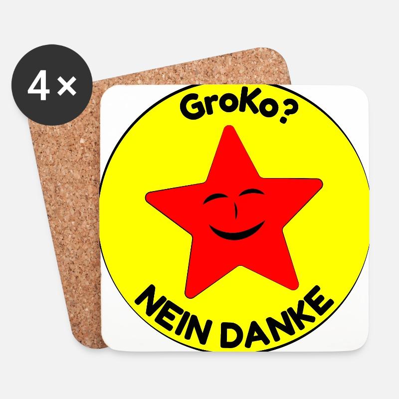 GroKo? nein danke - Untersetzer (4er-Set) - Weiß