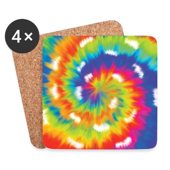 Tie Dye Pattern - Rainbow Colorful Art Lover Gift - Coasters (set of 4) - white - Front