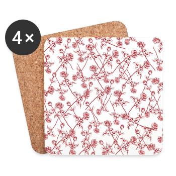 Roses Lover - Flower Lover Print, Valentines Day - Coasters (set of 4) - white - Front