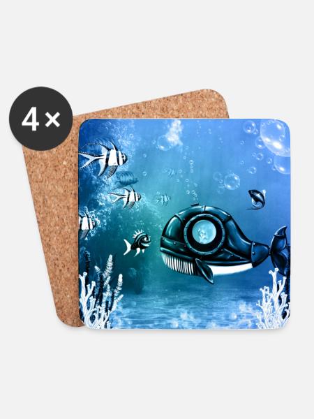 Unterwasserwelt mit Fantasiefischen. - Untersetzer (4er-Set) - Weiß
