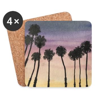 Palm trees at sunrise sunset - Coasters (set of 4) - white - Front