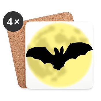 Chauve-souris, Lune, Halloween, Dracula, Vampire, chauve-souris, - Dessous de verre (lot de 4) - blanc - Devant