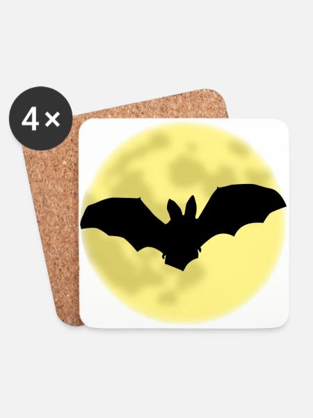 Fledermaus, Mond, Halloween, Dracula, Vampir, bat, - Untersetzer (4er-Set) - Weiß