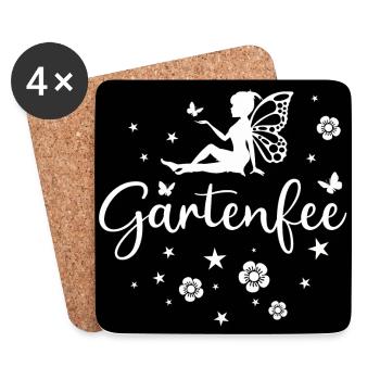 Gartenfee Gärtnerin Blumen Garten Schmetterling - Untersetzer (4er-Set) - Weiß - Vorne