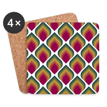 Retro peacock eyes - Coasters (set of 4) - white - Front
