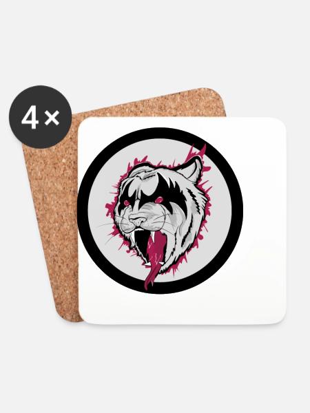 Tiger - Untersetzer (4er-Set) - Weiß