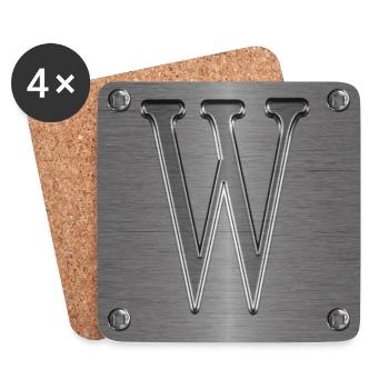 Monogramm W - Untersetzer (4er-Set) - Weiß - Vorne
