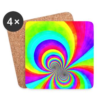 Flower Power Rainbow - Multi Swirl 2A - Coasters (set of 4) - white - Front
