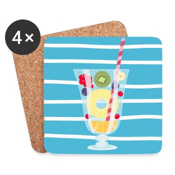 Salade de fruits - Dessous de verre (lot de 4) - blanc - Devant