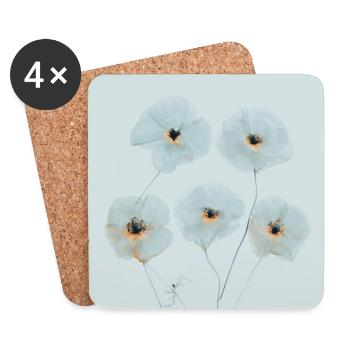 Fleurs de pavot Orange Bleu - Dessous de verre (lot de 4) - blanc - Devant