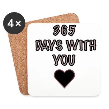 365 jours avec vous - Dessous de verre (lot de 4) - blanc - Devant
