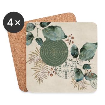 Green Art Deco 1 - Coasters (set of 4) - white - Front