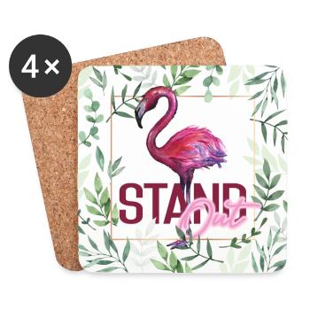Stand Out - Flamingo - Untersetzer (4er-Set) - Weiß - Vorne