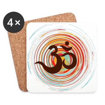 Om on colorful circles, Prana Zen design - Coasters (set of 4) - white - Front