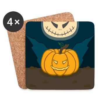Pumpkin Jack O lantern Halloween - Coasters (set of 4) - white - Front