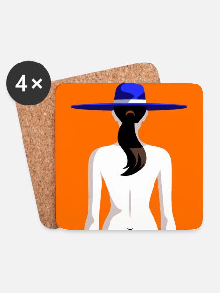 Woman with sombrero - Coasters (set of 4) - white