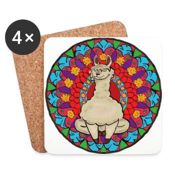 Alpaka Mandala 1 - Untersetzer (4er-Set) - Weiß - Vorne