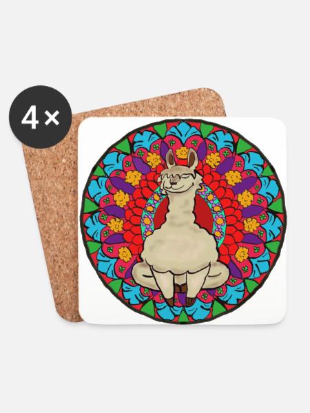 Alpaka Mandala 1 - Untersetzer (4er-Set) - Weiß