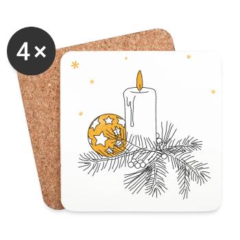Christmas Advent Candle Wreath Christmas bauble - Coasters (set of 4) - white - Front