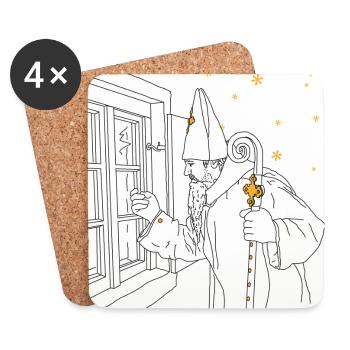Weihnachten Nikolaus Advent - Untersetzer (4er-Set) - Weiß - Vorne