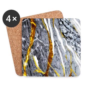 Marmor Gold Textur - Untersetzer (4er-Set) - Weiß - Vorne