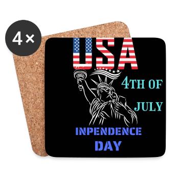 USA, Freiheitsstatue - Untersetzer (4er-Set) - Weiß - Vorne