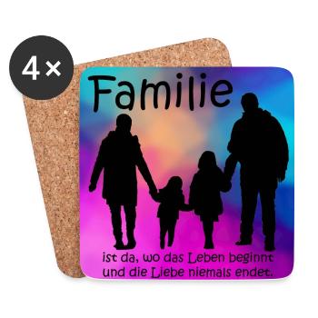 Familie - Untersetzer (4er-Set) - Weiß - Vorne