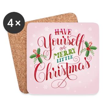 Joyeux petit Noël - Dessous de verre (lot de 4) - blanc - Devant