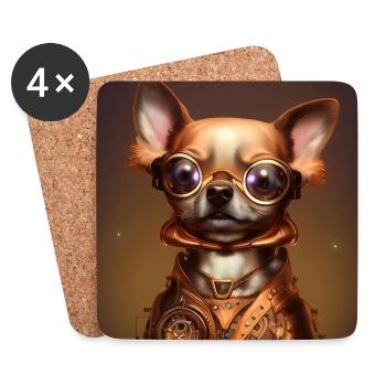Professor Chihuahua - Untersetzer (4er-Set) - Weiß - Vorne
