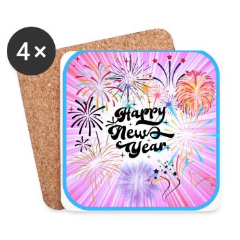 Happy New Year, colorful theme. - Coasters (set of 4) - white - Front