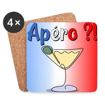 Aperitif Cocktail - Frankreich - Untersetzer (4er-Set) - Weiß - Vorne