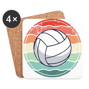 Volleyball Beachvolleyball Vintage - Untersetzer (4er-Set) - Weiß - Vorne