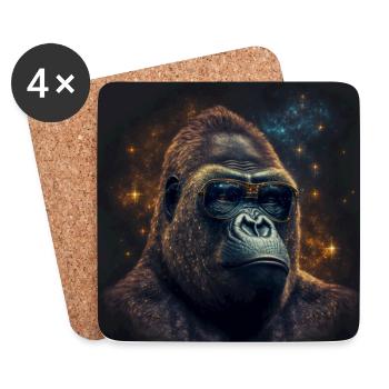 Stardust Gorilla - KI generierte Kunst - AI Art - Untersetzer (4er-Set) - Weiß - Vorne