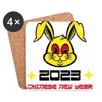 Nouvel an chinois 2023 - Dessous de verre (lot de 4) - blanc - Devant