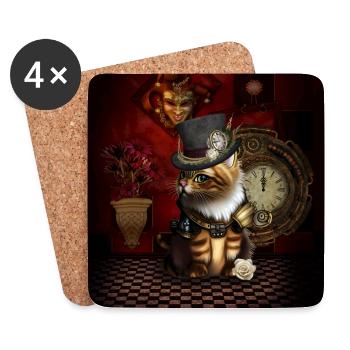 Diese Steampunk-Kätzchen werden Ihr Herz höher schlagen lassen - Untersetzer (4er-Set) - Weiß - Vorne