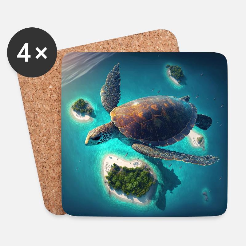 Die fliegende Schildkröte - Untersetzer (4er-Set) - Weiß
