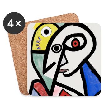 Cubisme Style Mozaik #006 - Dessous de verre (lot de 4) - blanc - Devant