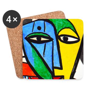 Cubisme Style Mozaik #004 - Dessous de verre (lot de 4) - blanc - Devant