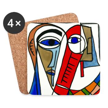 Cubisme Style Mozaik #003 - Dessous de verre (lot de 4) - blanc - Devant