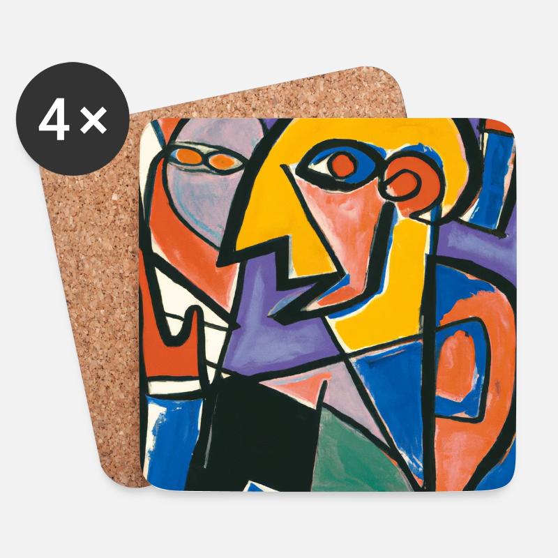 Cubisme Style Mozaik #001 - Dessous de verre (lot de 4) - blanc