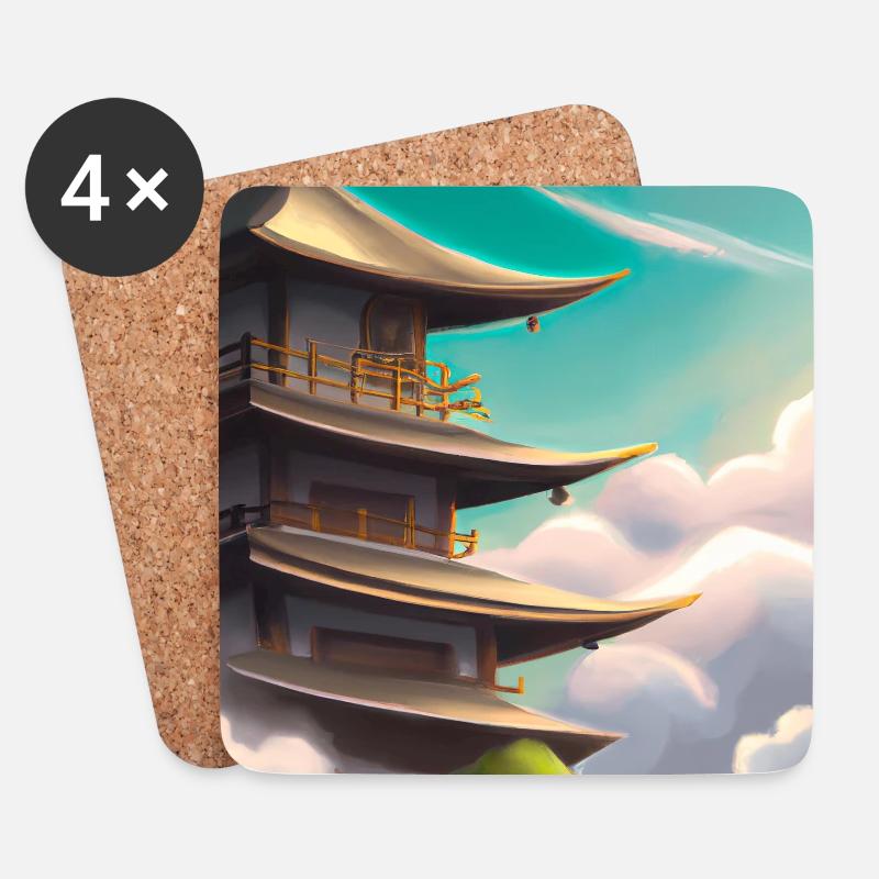 Japan Tempel - Tsuchiya Koitsu Kunst #002 - Untersetzer (4er-Set) - Weiß