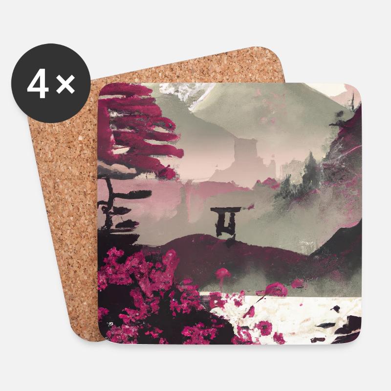 Japan Tempel - Tsuchiya Koitsu Kunst #009 - Untersetzer (4er-Set) - Weiß