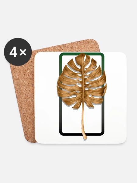 Monstera - Untersetzer (4er-Set) - Weiß